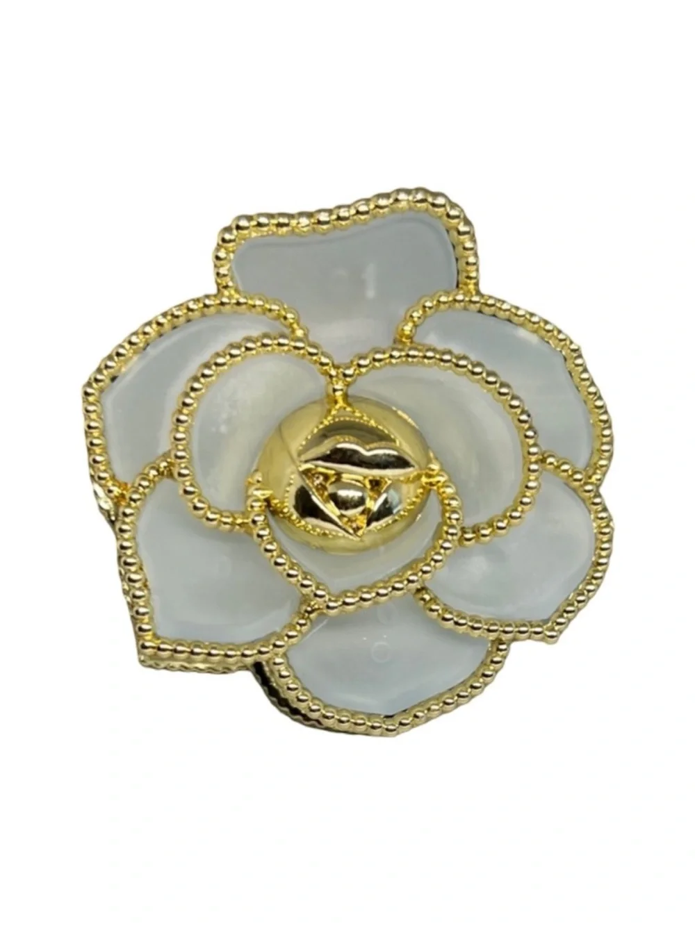 Gold and White Flower Hair Clip Claw FINAL PRICE DROP  Floral Gold-Trim Hair Pin
